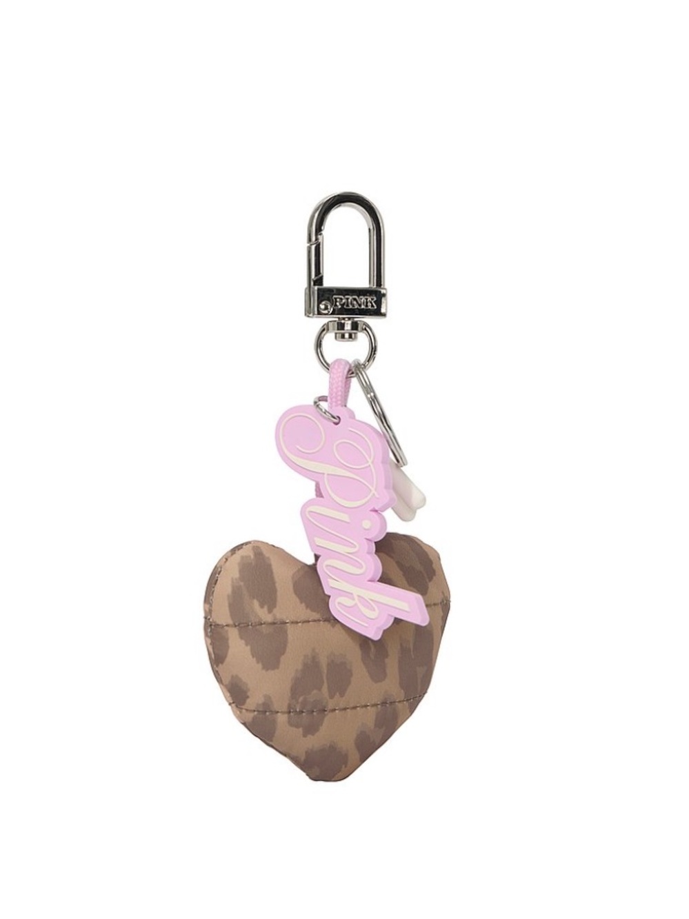 PINK Victoria’s Secret Quilted Puﬀer Heart Keychain Charm